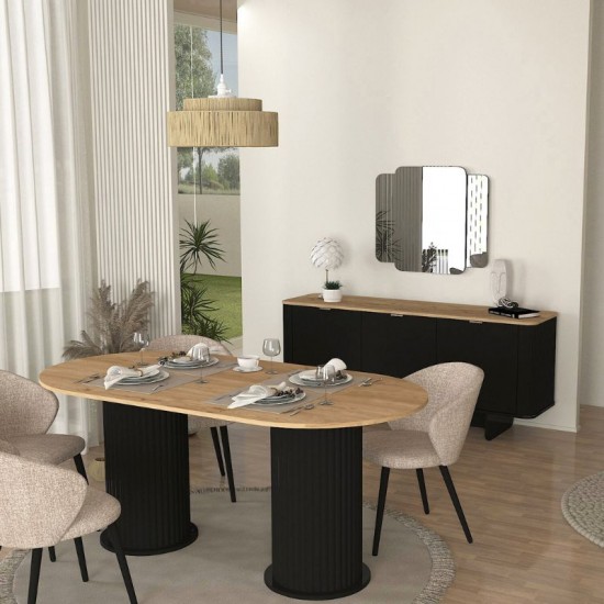 Μπουφές Bohema χρώμα μαύρο - sepet oak 180x47x76,6εκ.