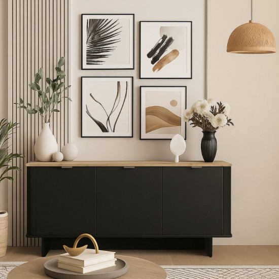 Μπουφές Bohema χρώμα μαύρο - sepet oak 180x47x76,6εκ.