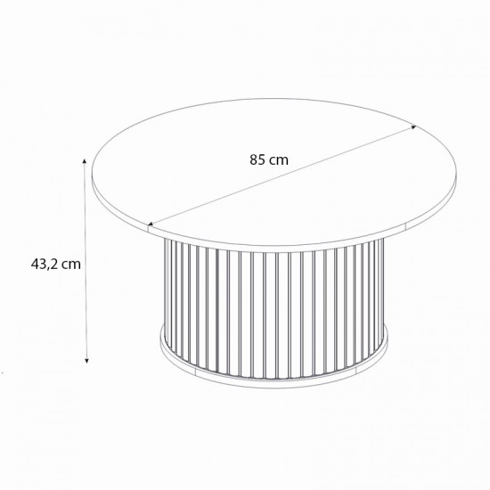 Τραπεζάκι σαλονιού Bohema χρώμα ivory - sepet oak Ø85x43,2εκ.