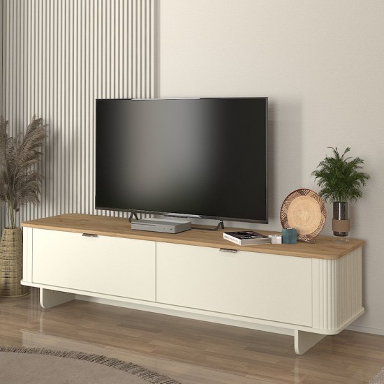Έπιπλο τηλεόρασης Bohema χρώμα ivory - sepet oak 180x47x45,6εκ.