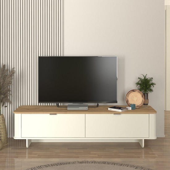 Έπιπλο τηλεόρασης Bohema χρώμα ivory - sepet oak 180x47x45,6εκ.
