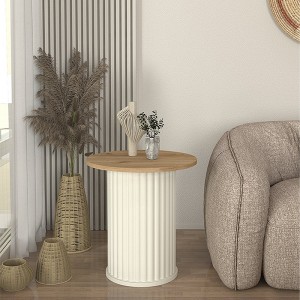 Τραπεζάκι βοηθητικό Bohema χρώμα ivory - sepet oak Ø50x53,2εκ.