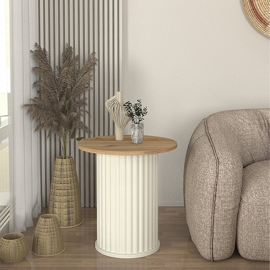 Τραπεζάκι βοηθητικό Bohema χρώμα ivory - sepet oak Ø50x53,2εκ.