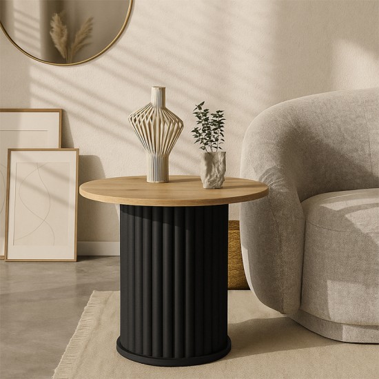 Τραπεζάκι βοηθητικό Bohema χρώμα μαύρο - sepet oak Ø50x53,2εκ.
