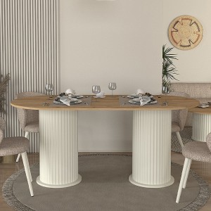 Τραπέζι Bohema χρώμα ivory - sepet oak 180x90x77,7εκ.