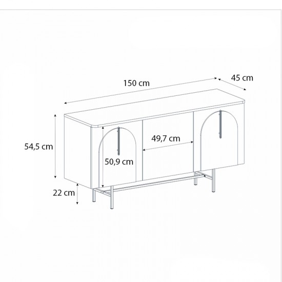 Μπουφές Rebel χρώμα rota oak - sandstone 150x45x76,5εκ.