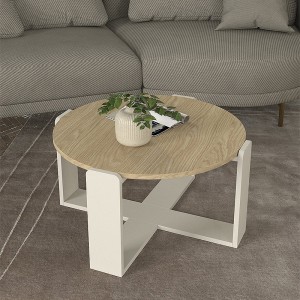 Τραπεζάκι σαλονιού Rebel χρώμα rota oak - sandstone Ø70x38εκ.
