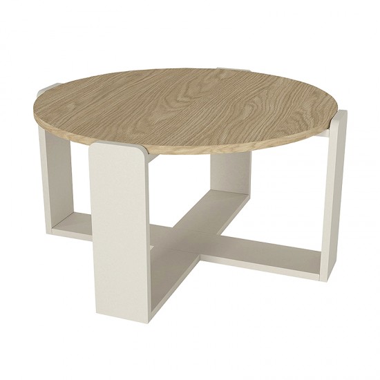 Τραπεζάκι σαλονιού Rebel χρώμα rota oak - sandstone Ø70x38εκ.