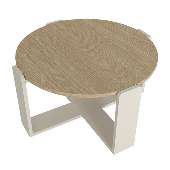 Τραπεζάκι σαλονιού Rebel χρώμα rota oak - sandstone Ø70x38εκ.