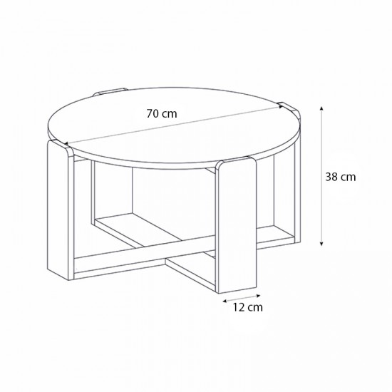 Τραπεζάκι σαλονιού Rebel χρώμα rota oak - sandstone Ø70x38εκ.