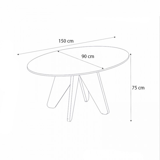 Τραπέζι Rebel χρώμα rota oak - sandstone 150x90x75εκ.