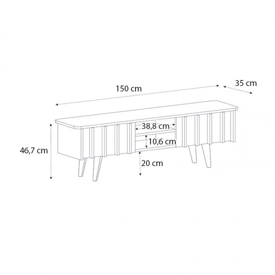 Έπιπλο τηλεόρασης Gemma χρώμα sepet oak 150x35x46,7εκ.