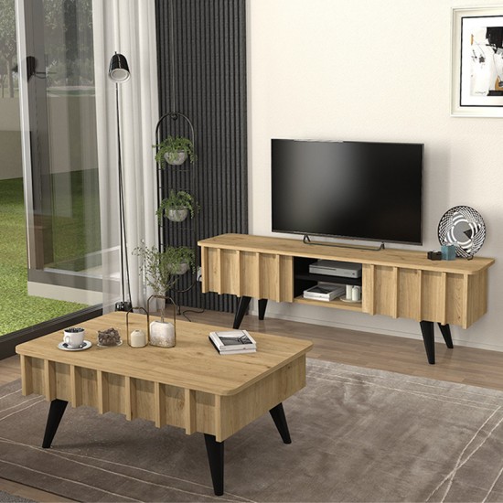 Τραπεζάκι σαλονιού Gemma χρώμα sepet oak 90x59,6x36,8εκ.