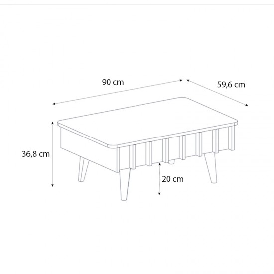 Τραπεζάκι σαλονιού Gemma χρώμα sepet oak 90x59,6x36,8εκ.