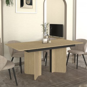 Τραπέζι Lava χρώμα rota oak - ανθρακί 180x90x76,8εκ.