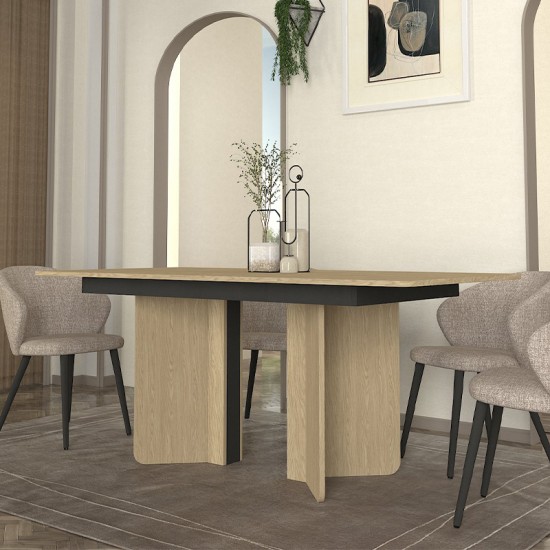 Τραπέζι Lava χρώμα rota oak - ανθρακί 180x90x76,8εκ.