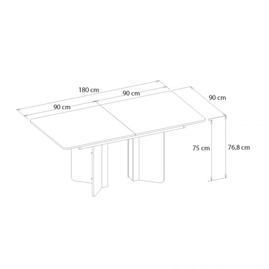 Τραπέζι Lava χρώμα rota oak - ανθρακί 180x90x76,8εκ.