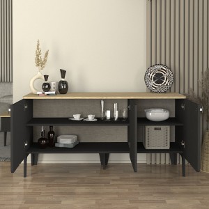 Μπουφές Pedro χρώμα ανθρακί - rota oak 150x45x75εκ.