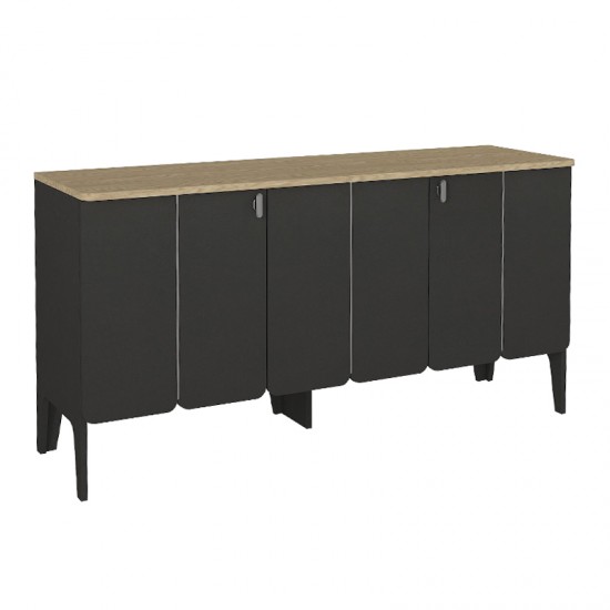 Μπουφές Pedro χρώμα ανθρακί - rota oak 150x45x75εκ.