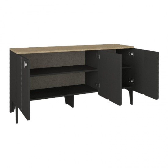 Μπουφές Pedro χρώμα ανθρακί - rota oak 150x45x75εκ.