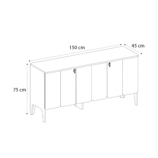 Μπουφές Pedro χρώμα ανθρακί - rota oak 150x45x75εκ.