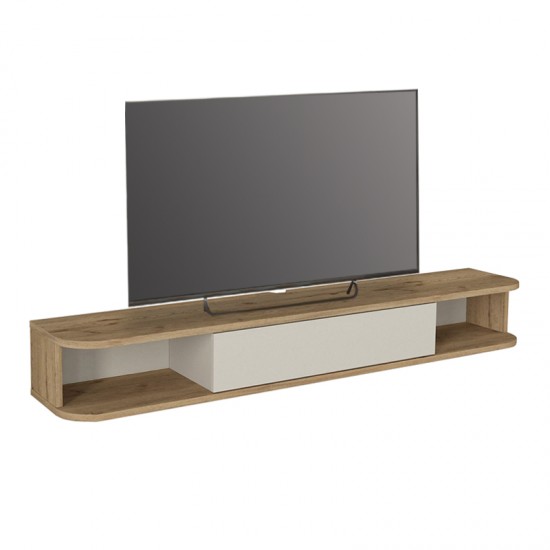 Έπιπλο τηλεόρασης επιτοίχιο Cross με LED χρώμα sepet oak - sandstone 150x29,6x19,2εκ.