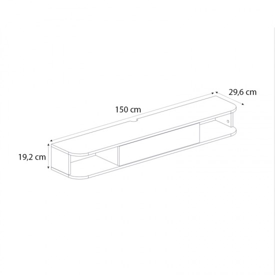 Έπιπλο τηλεόρασης επιτοίχιο Cross με LED χρώμα sepet oak - sandstone 150x29,6x19,2εκ.