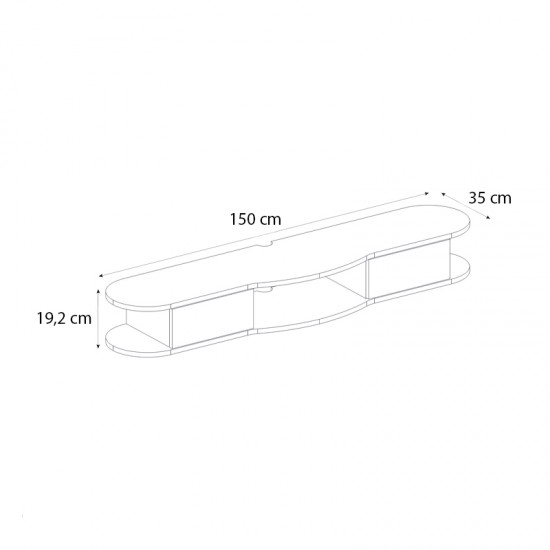 Έπιπλο τηλεόρασης επιτοίχιο Noland με LED χρώμα rota oak 150x35x19,2εκ.