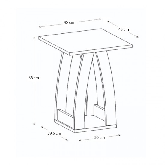 Τραπεζάκι βοηθητικό - Κομοδίνο Deros χρώμα sepet oak 45x45x56εκ.
