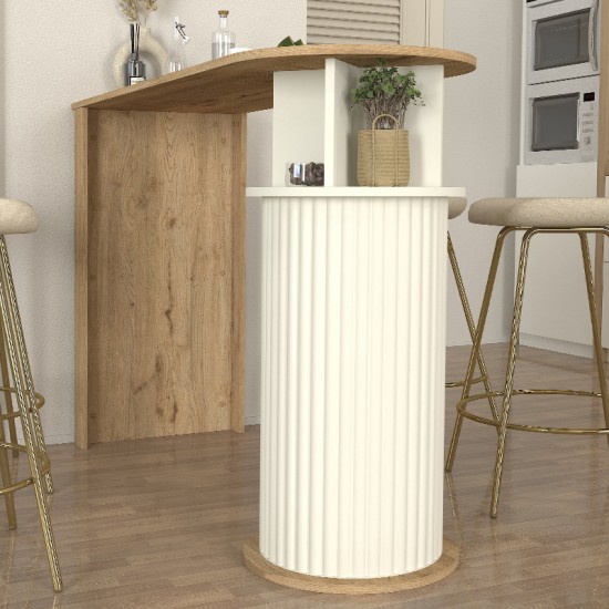 Τραπέζι μπαρ Bohema χρώμα sepet oak - ivory 150x51,6x101,8εκ.