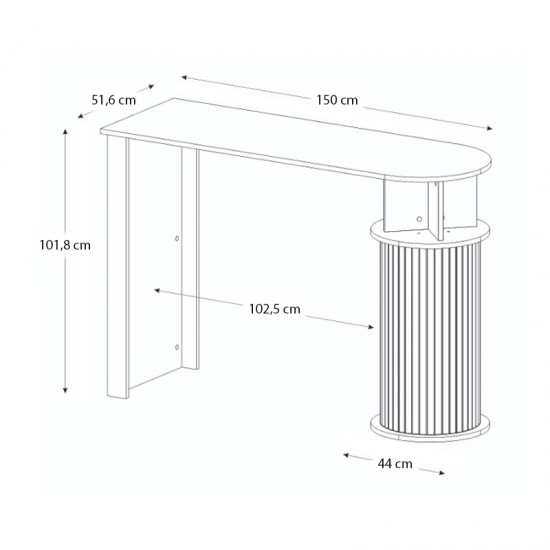 Τραπέζι μπαρ Bohema χρώμα sepet oak - ivory 150x51,6x101,8εκ.