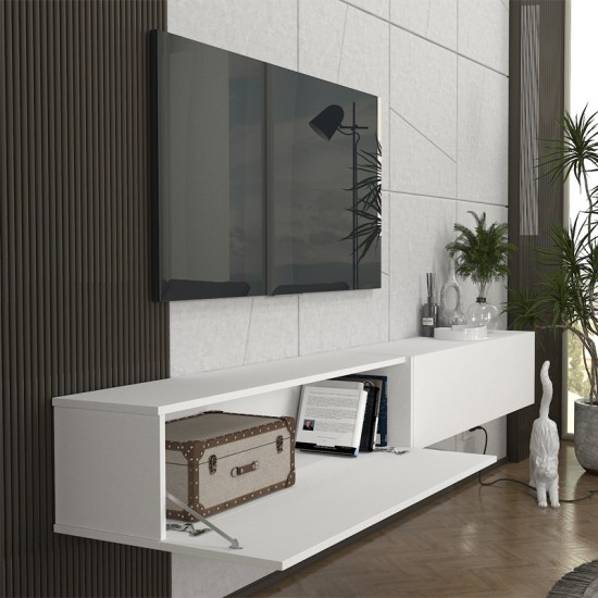 Έπιπλο τηλεόρασης επιτοίχιο Espanse χρώμα λευκό 241,8x31,7x30εκ.