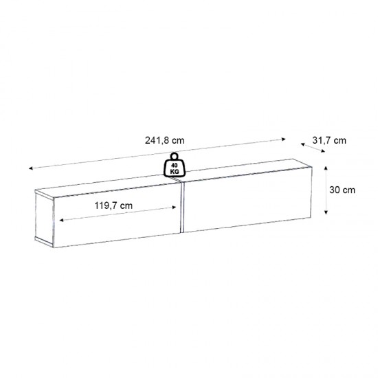 Έπιπλο τηλεόρασης επιτοίχιο Espanse χρώμα λευκό 241,8x31,7x30εκ.