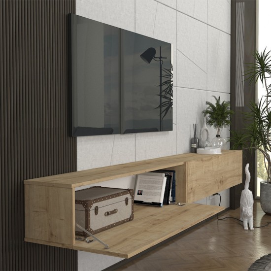 Έπιπλο τηλεόρασης επιτοίχιο Espanse χρώμα sapphire oak 241,8x31,7x30εκ.