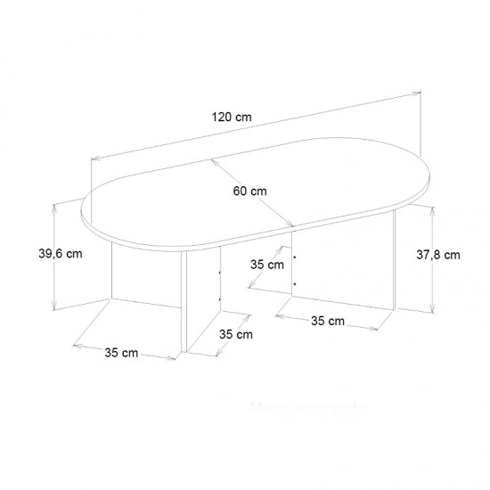 Τραπεζάκι σαλονιού Cortado χρώμα μαύρο 120x60x39,6εκ.