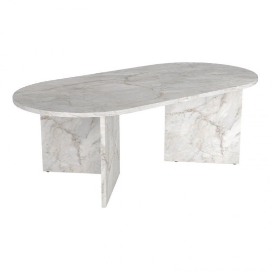 Τραπεζάκι σαλονιού Cortado χρώμα λευκό εφέ μαρμάρου 120x60x39,6εκ.