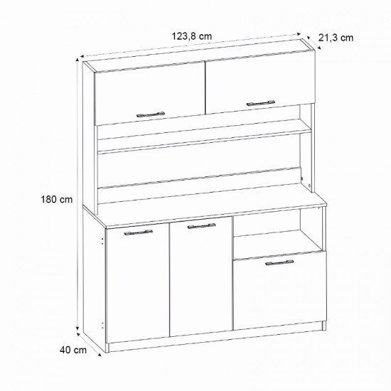 Έπιπλο κουζίνας Tuco 3 χρώμα λευκό 123,8x40x180εκ.