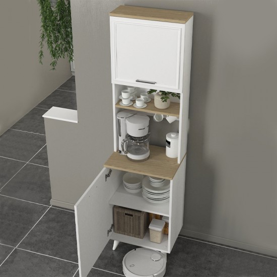 Έπιπλο κουζίνας Potter 1 χρώμα λευκό - rota oak 53,4x39,6x196,1εκ.