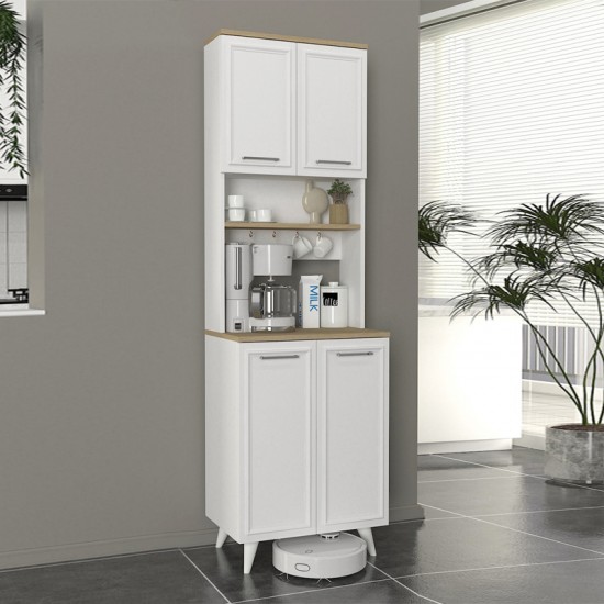 Έπιπλο κουζίνας Potter 2 χρώμα λευκό - rota oak 60x40x196,1εκ.