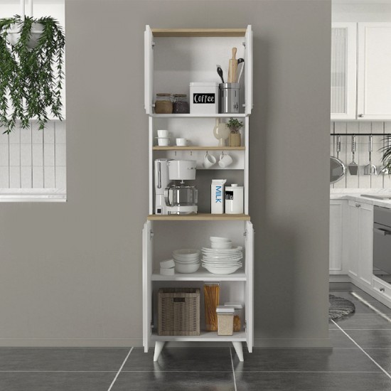 Έπιπλο κουζίνας Potter 2 χρώμα λευκό - rota oak 60x40x196,1εκ.