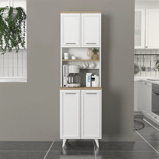 Έπιπλο κουζίνας Potter 2 χρώμα λευκό - rota oak 60x40x196,1εκ.