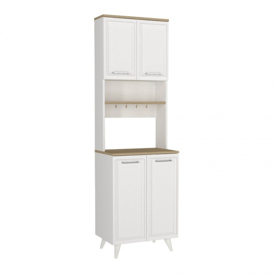 Έπιπλο κουζίνας Potter 2 χρώμα λευκό - rota oak 60x40x196,1εκ.