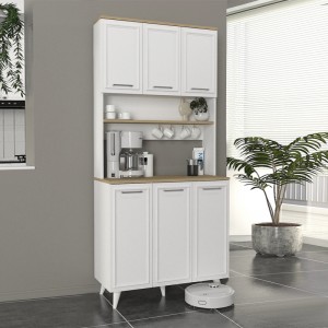 Έπιπλο κουζίνας Potter 3 χρώμα λευκό - rota oak 90x40x196,1εκ.