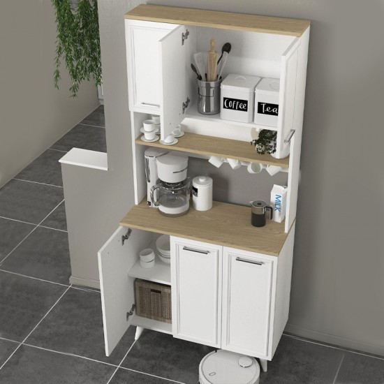 Έπιπλο κουζίνας Potter 3 χρώμα λευκό - rota oak 90x40x196,1εκ.