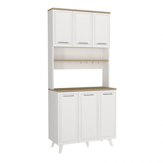 Έπιπλο κουζίνας Potter 3 χρώμα λευκό - rota oak 90x40x196,1εκ.