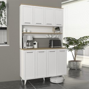 Έπιπλο κουζίνας Potter 4 χρώμα λευκό - rota oak 120x40x196,1εκ.