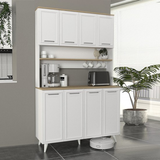 Έπιπλο κουζίνας Potter 4 χρώμα λευκό - rota oak 120x40x196,1εκ.