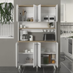 Έπιπλο κουζίνας Potter 4 χρώμα λευκό - rota oak 120x40x196,1εκ.