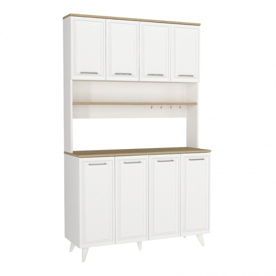 Έπιπλο κουζίνας Potter 4 χρώμα λευκό - rota oak 120x40x196,1εκ.