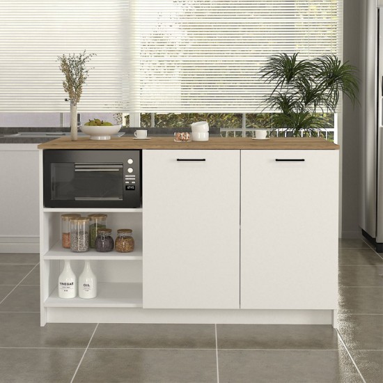 Τραπέζι - Πάγκος κουζίνας Peres χρώμα λευκό - sepet oak 150x70x91,8εκ.